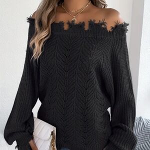 Black Off-Shoulder Sweater